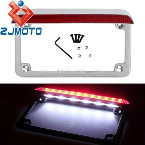 Aluminum Licence Plate Frame 7''x 4" LED Licence Number Plate Light Integrated Tail Lights For Harley Honda Cafe Racer Bobber