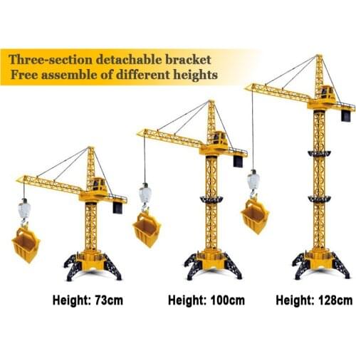 RC Tower Crane 6CH 128CM 680°Rotation Lift Model 2.4G Remote Control Construction Crane Toy With Light & Sound For Kids Gift