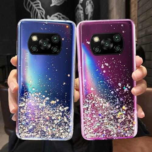 Poco X3 NFC Case Glitter Bling Cover For Xiaomi Poco M3 F2 Pro Cases Soft Silicone TPU Phone Cover Xiomi Poco X3 F2 M2 Pro C3 X2