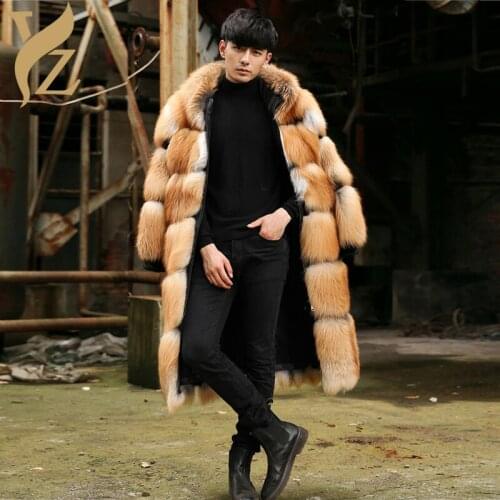 X-long Warm Winter Fur Coats Nature Red Fox Fur Coat Men Jackets With Hoods Brand Quality Full Pelt Silver Fox Overcoats 2021