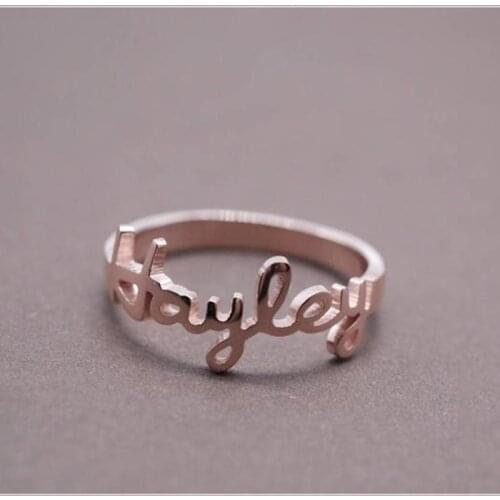 Dropshipping Name Ring Rose Gold Custom Name Rings For Women Accesorios Mujer Stainless Steel Stackable Anilos Friendship Gift