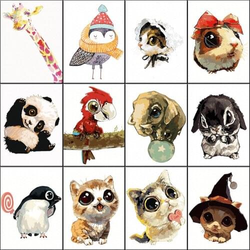 DIY Paintings By Numbers Animals Art Oil Painting Handmade Amusing Living Room Decorative Hanging Pictures Unique Children Gifts