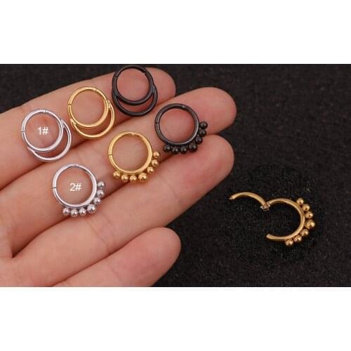 1Piece 8mm Stainless Steel Hoop Hinged Segment Clicker Ring Nose Septum Jewelry Helix Cartilage Daith Piercing Jewelry Earring