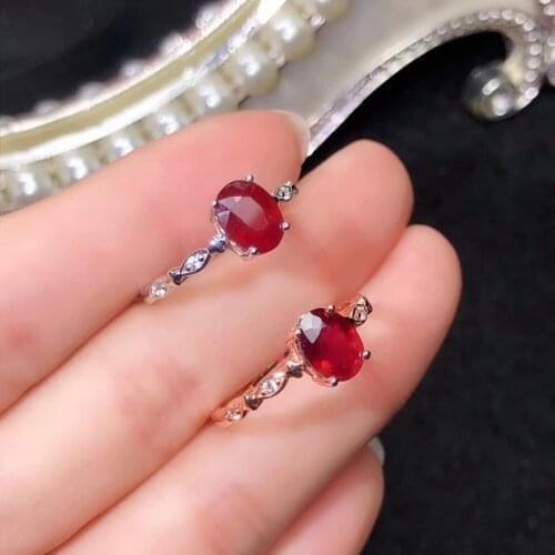 Classic red ruby gemstone ring for women jewelry real 925 silver 6x8mm size natural gem girl party gift