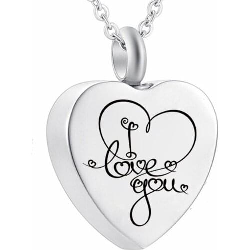 Cremation Jewelry Stainless Steel Love you Ashes Keepsake Heart Pendant Waterproof Cremation Urn Necklace Ash Memorial