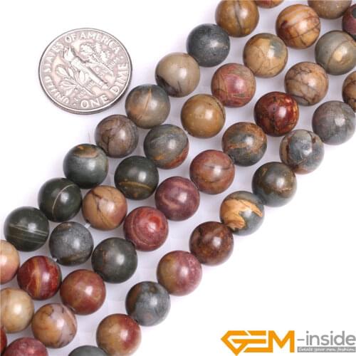 Natural Stone Round Picasso Jaspers Bead For Jewelry Making Strand 15 Inch DIY Bracelet Necklace Jewelry Loose Beads 6mm 8mm