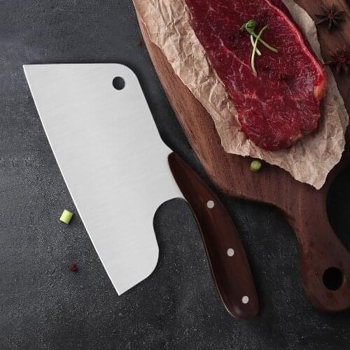 Knife Kitchen 8" Cleaver Effort Saving 4CR13 Stainless Steel Full Tang Chopper Butcher Meat Vegetable Cutting Slicing Knife