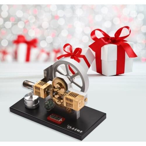 Hot Air Stirling Engine Motor Model Flywheel Design Full Metal Physics Science Experiment DIY Gift for Adult Birthday Christmas