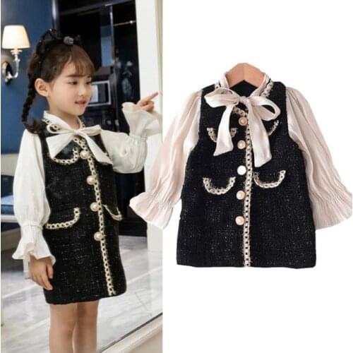 Fashion Kids Girls Princess Dresses Long Sleeve Single-Breasted Lace Patchwork Dress Girls Elegant Clothes