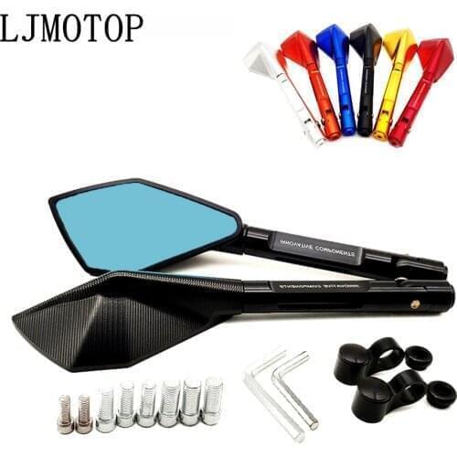 Motorcycle Mirror CNC Aluminum Motorbike Handlebar Rearview Mirrors Blue For Honda Hornet CB599 CB600 250 PCX 125 150 CRM250R