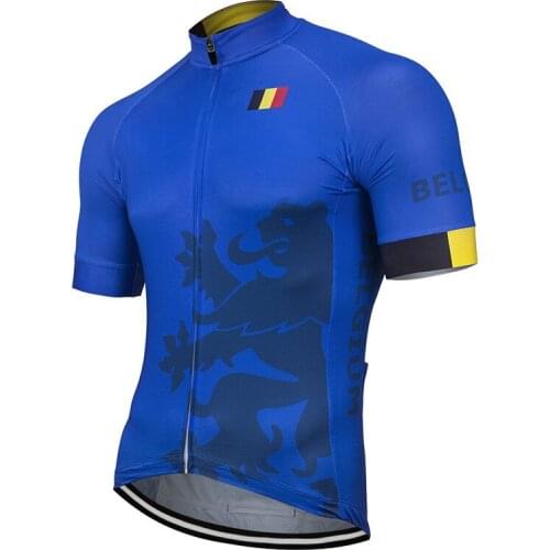 Belgium 2020 Mens Cycling Jersey Blue Customized Road RACE Team Bike Road Mountain Race Tops Racing Clothing Quick Dry