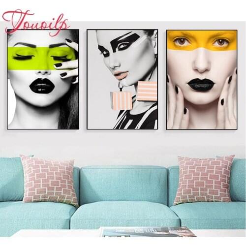 3PCS 5d Diamond painting display cross stitch"Modern Fashion girl"full square diamond embroidery puzzle mosaic Beauty Shop decor