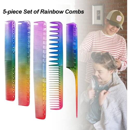 5-piece Set of Haircut Combs Transparent Durable Haircut Color Combs Kit Portable Hairdressing Tools