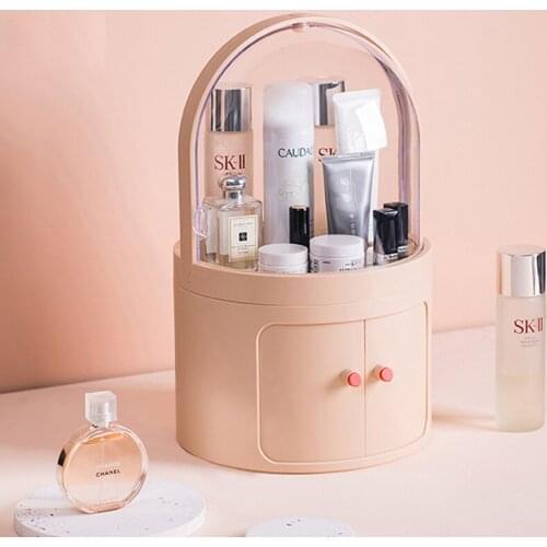 Desk Top Cosmetic Storage Box Transparent Makeup Storage Organizer Dust-Proof Cosmetic Lipstick Shelf Container Case