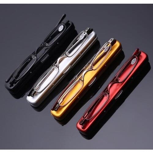New Mini Portable Pen Holder Reading Glasses Mens Ladies Ultra Light Compact Anti-blue light Reading Glasses Send Original Box