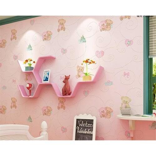Beibehang bedroom wallpaper murals Beautiful non-woven embossed cartoon bear bears love 3d room wallpaper papier peint mural 3d