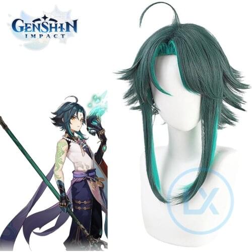 In stock Game Genshin Impact Cosplay Wigs Xiao Cosplay Wig Halloween Party Women Girl Heat Resistant Synthetic Hair