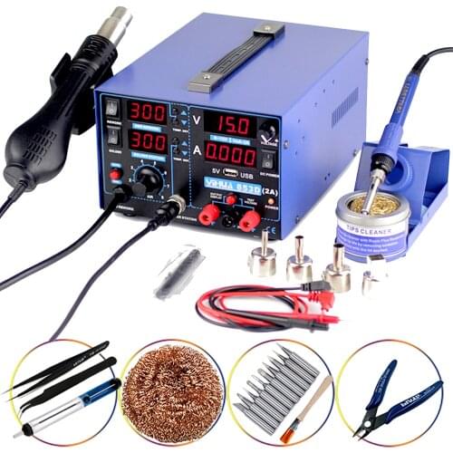 YIHUA 853D soldering station 15V 2A USB power supply 3In1 hot air gun solder iron repair soldering station BGA rework station