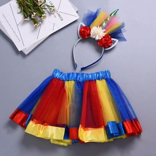 0-2T Hot style tutu Ribbon skirt childrens Unicorn matching headband new girl color Christmas stage half length gauze skirt set
