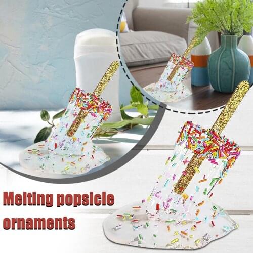Transparent Melting Popsicle Ornaments Resin Art Crafts Desktop Ornaments Modern Ice Cream Sculpture Home Decoration 2021 Hot