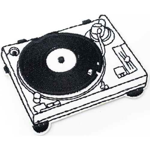 Record player Size:5.0x7.0cm Cloth Iron On Patch Badge Embroidered Badges Abstract Kids Patches For Clothes Stickers 0055