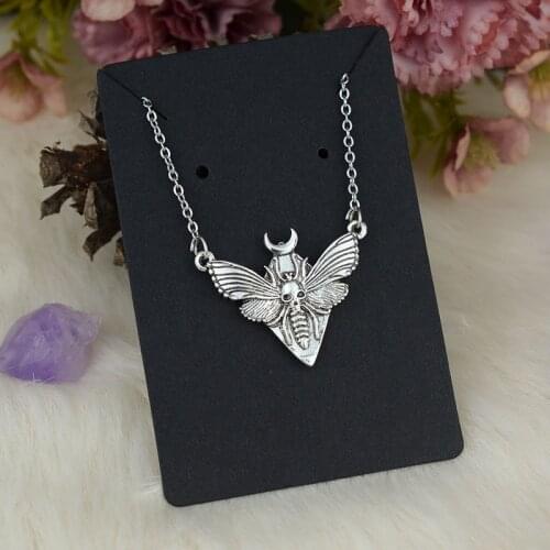 Silver Deaths Head Skull Moth Butterfly Pendant Necklace Animal Insect Jewelry Occult Jewelry For Gift