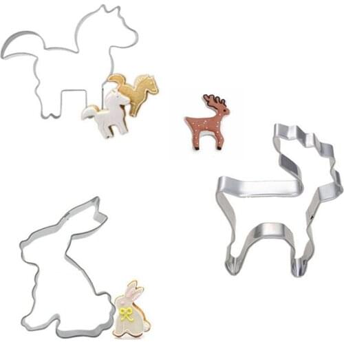 Rabbit Deer Biscuit Stamp Melon Cutter Cookie Stainless Steel All Kitchen Items Kitchenware Maker Animal Shape Cookie Cutters