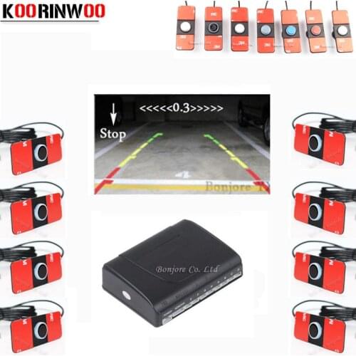 Koorinwoo Dual Core CPU Car Parking Sensors 8 Radars Front Back Alarm 8 Probes Parktronic System Auto detector Assist Jalousie