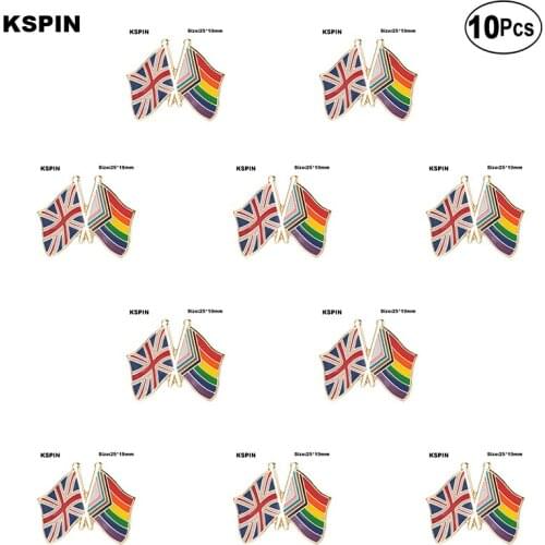 United Kingdom & Progress Pride Lapel Pin Flag badge Brooch Pins Badges 10Pcs a Lot