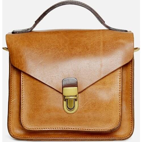 Genuine Leather Cow Skin Envelope Handbag Vintage Teenager School Totes