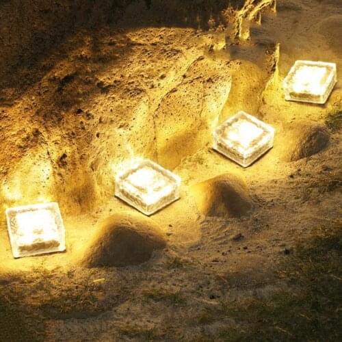 Solar Glass Brick Light Solar Step Light Outdoor Garden Ice Cube Light LED Landscape Solar Pathway Paver Light For Lawn Backyard