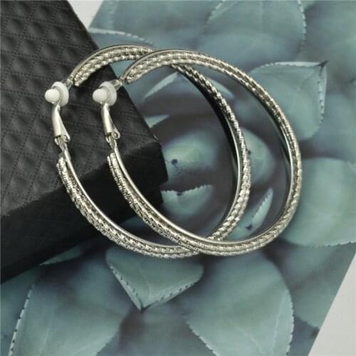 Clip on the ears Womens Earrings with no piercings No pain Big circle 6cm Round 2021 Fashion Casual Young Personality Earings