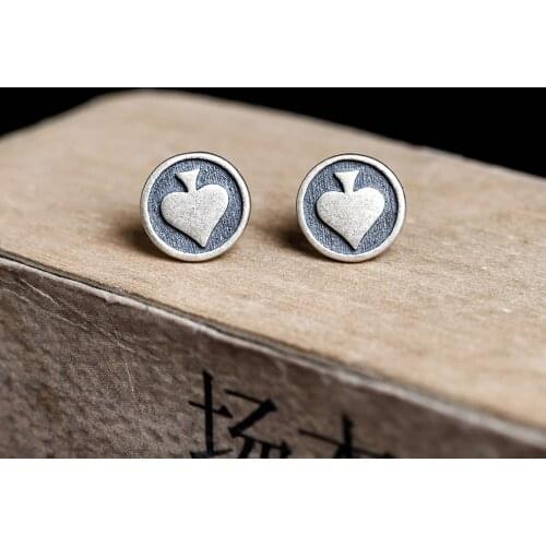 925 Sterling Silver Black Hearts Stud Earrings Women Punk Earrings Vintage Party Wedding Jewelry Gifts for Girls Women Jewelry