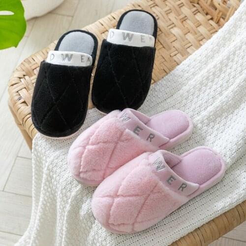 Female Winter Slippers Warm Soft Flock Men Women Couples Shoes Solid Color Casual Indoor Bedroom Plush Ladies Cotton Slippers
