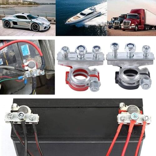 1 Pair Battery Terminals 3-Way Adaptor for Car Good Replacement Easy to Use, Reduce Voltage Distortion