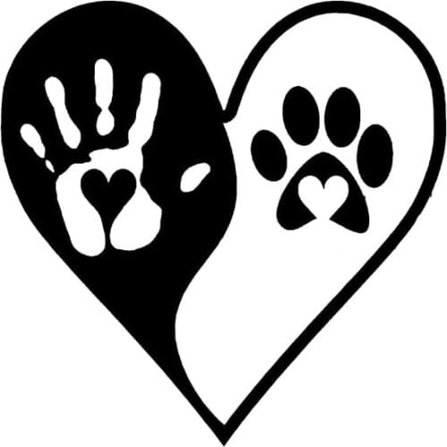 16cm*16cm Fashion Heart Yin Yang Hand Dog Paws Print Vinyl Decals Car Sticker Black/Silver Accessories S6-3856
