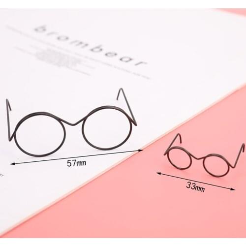 2PCS Lensless Retro Cool Doll Glasses For Doll Accessories Black Top Selling Round Frame