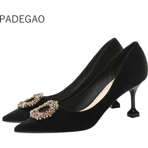 2020 Women Shoes Khaki Crystal Bling High-heeled Shoes Elegant Party Concise Woman Heels