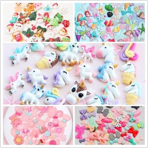 30Pcs/lot Mix Variety Resin Beads Decoration Crafts Flatback Cabochon Scrapbooking Fit Phone Embellishments Diy Accessories