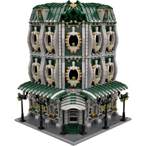 4492Pcs MOC City Series 20th Century European Baroque Style Corner Hotel Brick DIY Small Particle Building Block Kit Gift For 8