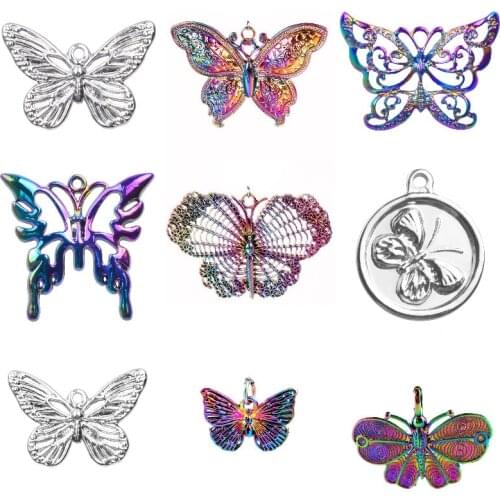5Pcs/Lot Filigree Animal Butterfly Charms Pendant Handcraft For DIY Necklaces Bracelet Jewelry Making
