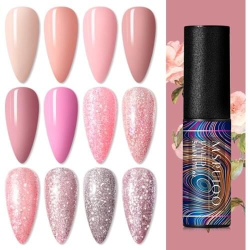 MSRUIOO 5ml UV Gel Nail Polish Rose Gold Glitter Sequins Soak Off Gel Varnish Colorful Nail Gel Polish Long Lasting Gel Lacquer