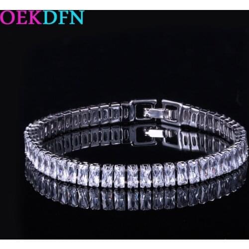 OEKDFN Luxury 100% 925 Sterling Silver Bracelet Created Moissanite Gemstone Bangle Charm Cocktail Bracelets Wedding Fine Jewelry