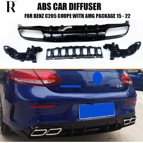 C63s Style 4 Outlet ABS Rear Diffuser Protector for Benz W205 C205 Coupe 2DR C200 C220 C300 C43 C63 With Amg Package 2015 - 2022