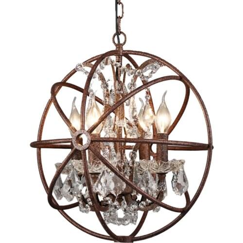 Rustic Orb Chandelier farmhouse kitchen Island led bar light crystal chandelier loft Rustic Retro Black Round Chandelier WF1027