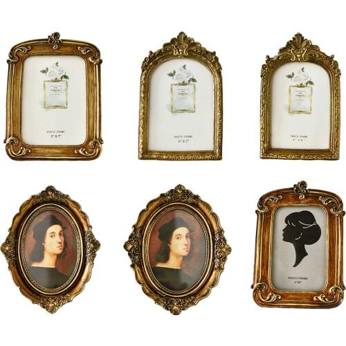Antique Picture Frame Photos Photo Holder Crafts Golden Table Ornate Frames