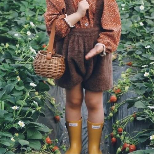 Korean Style Childrens Small Bag Cute Hand-woven Rattan Picking Basket Baby Shoulder Storage Basket Bags For Girls Decoration