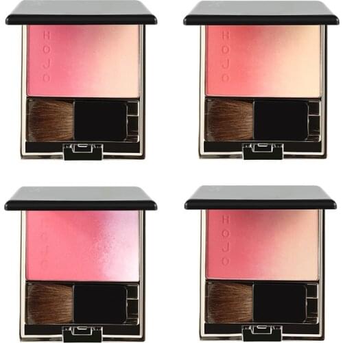 Hojo Clear Gradient Blush Pink Girls Natural Nude Makeup Repair Capacity High Gloss Rouge One-Piece Plate with Makeup Brush