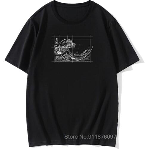 Hokusai Meets Fibonacci Sequence Golden Ratio Mens T Shirt Math Technical Geek Casual Tshirts O Neck Tops T Shirts Tops