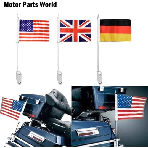 Motorcycle Chrome Flag Pole Luggage Rack Rear Side Mount For Harley Electra Glide Special FLHX Street Glide Road Glide Custom